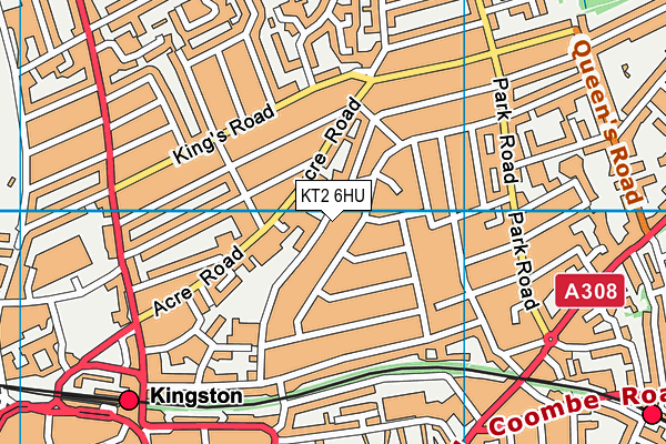 KT2 6HU map - OS VectorMap District (Ordnance Survey)
