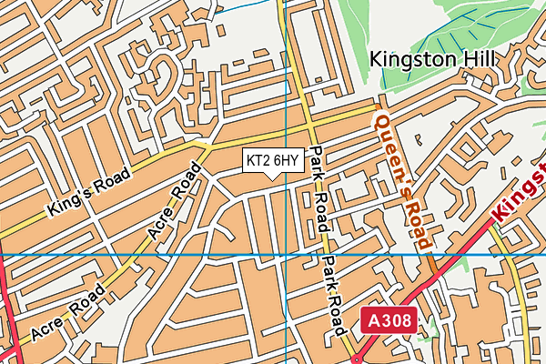 KT2 6HY map - OS VectorMap District (Ordnance Survey)