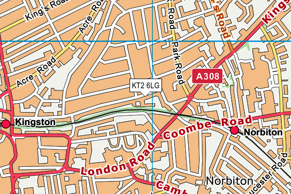KT2 6LG map - OS VectorMap District (Ordnance Survey)