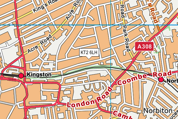 KT2 6LH map - OS VectorMap District (Ordnance Survey)