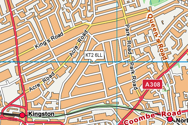 KT2 6LL map - OS VectorMap District (Ordnance Survey)