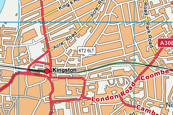 KT2 6LT map - OS VectorMap District (Ordnance Survey)