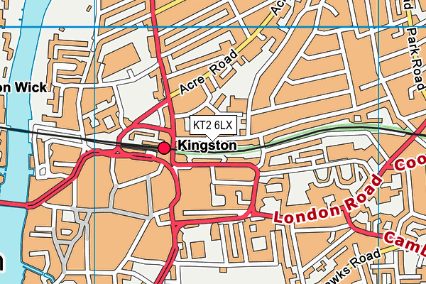 KT2 6LX map - OS VectorMap District (Ordnance Survey)