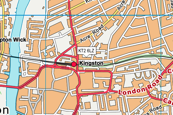 KT2 6LZ map - OS VectorMap District (Ordnance Survey)