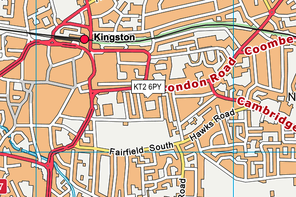 KT2 6PY map - OS VectorMap District (Ordnance Survey)