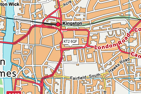KT2 6QF map - OS VectorMap District (Ordnance Survey)