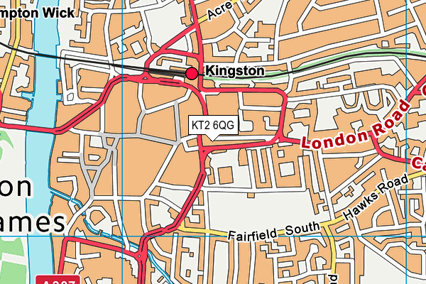 KT2 6QG map - OS VectorMap District (Ordnance Survey)