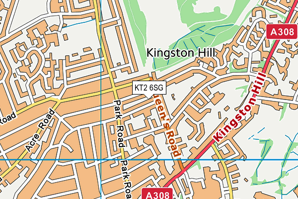 KT2 6SG map - OS VectorMap District (Ordnance Survey)