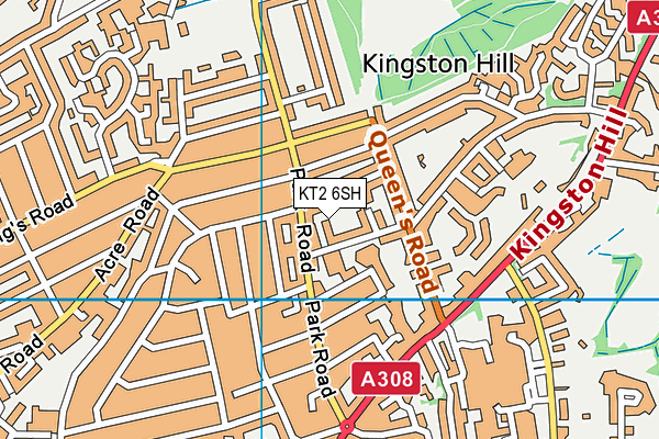 KT2 6SH map - OS VectorMap District (Ordnance Survey)