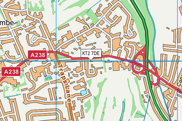 KT2 7DE map - OS VectorMap District (Ordnance Survey)