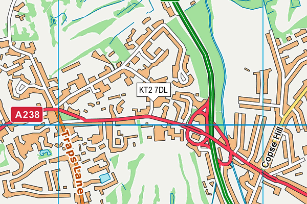 KT2 7DL map - OS VectorMap District (Ordnance Survey)
