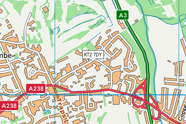 KT2 7DY map - OS VectorMap District (Ordnance Survey)