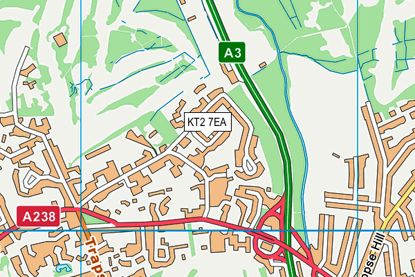 KT2 7EA map - OS VectorMap District (Ordnance Survey)