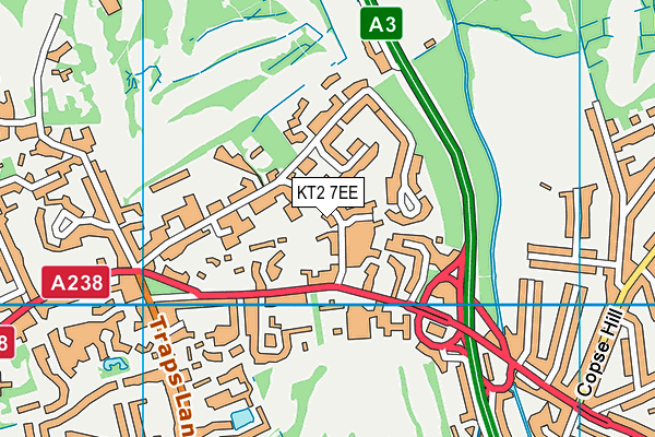 KT2 7EE map - OS VectorMap District (Ordnance Survey)