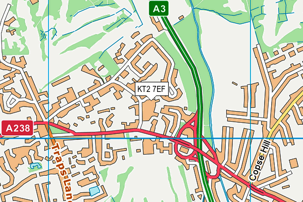 KT2 7EF map - OS VectorMap District (Ordnance Survey)