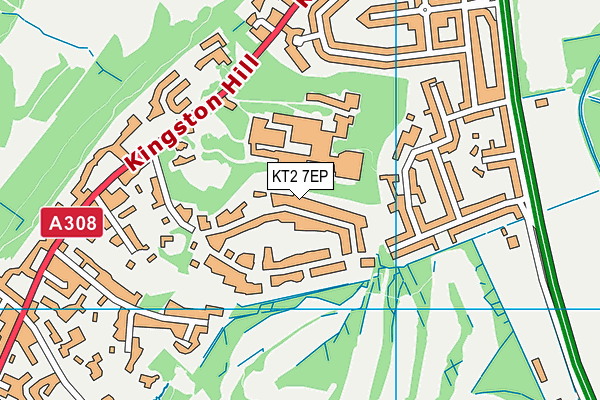 KT2 7EP map - OS VectorMap District (Ordnance Survey)