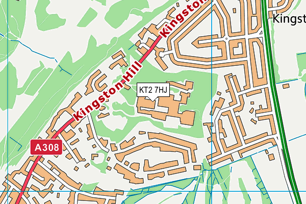 KT2 7HJ map - OS VectorMap District (Ordnance Survey)