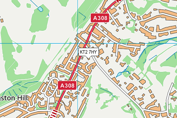 KT2 7HY map - OS VectorMap District (Ordnance Survey)