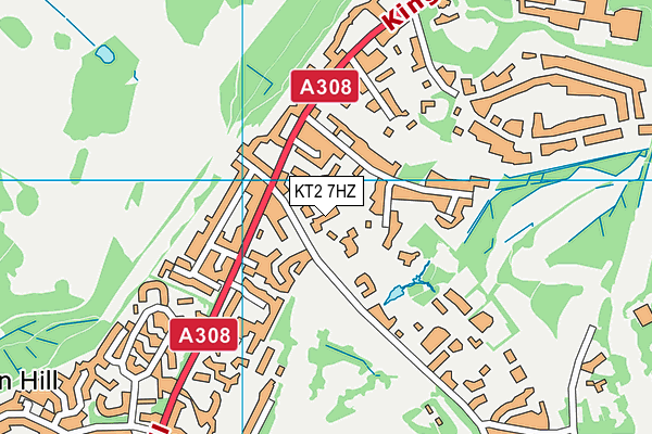 KT2 7HZ map - OS VectorMap District (Ordnance Survey)