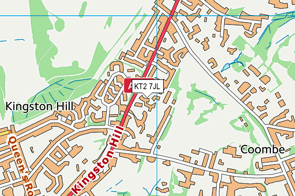 KT2 7JL map - OS VectorMap District (Ordnance Survey)