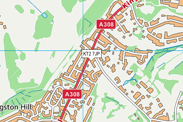 KT2 7JP map - OS VectorMap District (Ordnance Survey)