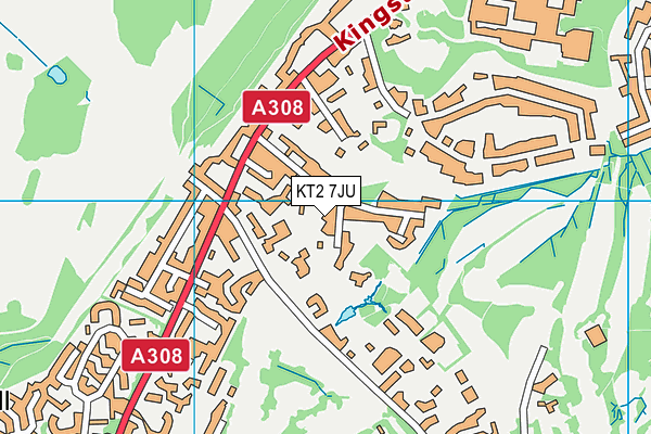 KT2 7JU map - OS VectorMap District (Ordnance Survey)