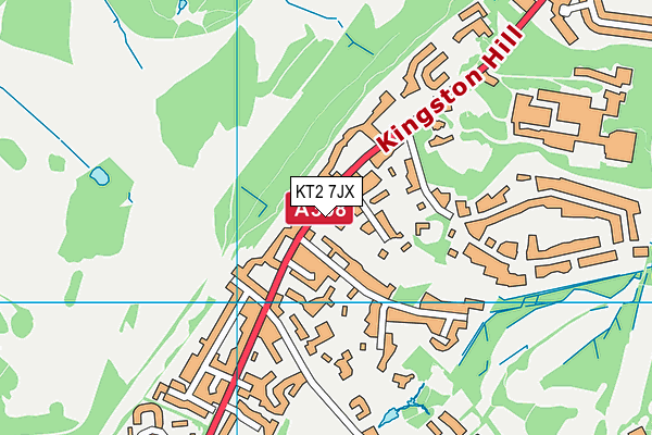 KT2 7JX map - OS VectorMap District (Ordnance Survey)