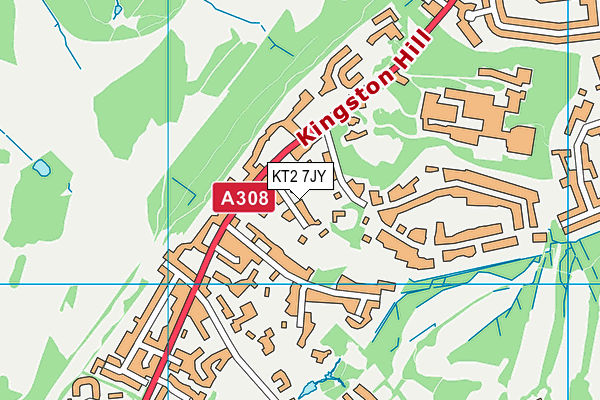 KT2 7JY map - OS VectorMap District (Ordnance Survey)