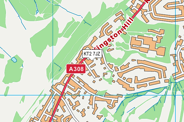 KT2 7JZ map - OS VectorMap District (Ordnance Survey)