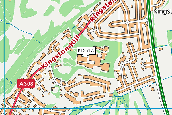 KT2 7LA map - OS VectorMap District (Ordnance Survey)