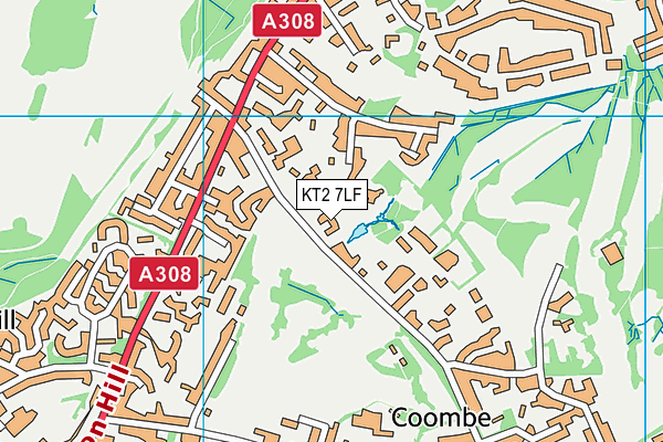 KT2 7LF map - OS VectorMap District (Ordnance Survey)