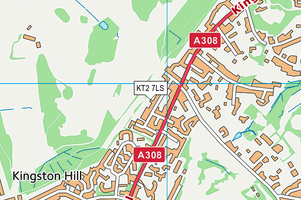 KT2 7LS map - OS VectorMap District (Ordnance Survey)