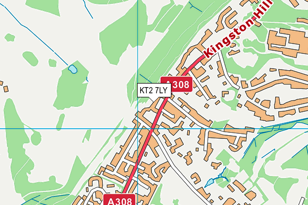 KT2 7LY map - OS VectorMap District (Ordnance Survey)