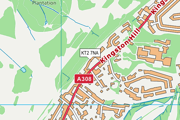 KT2 7NA map - OS VectorMap District (Ordnance Survey)