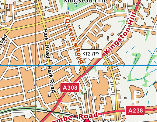 KT2 7PY map - OS VectorMap District (Ordnance Survey)