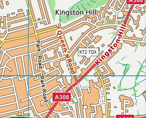 KT2 7QX map - OS VectorMap District (Ordnance Survey)