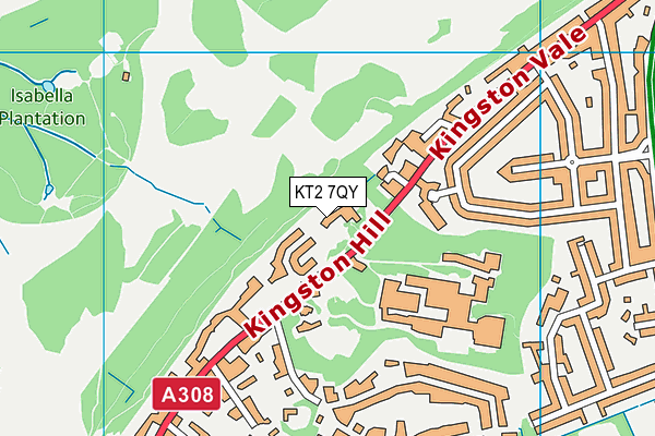 KT2 7QY map - OS VectorMap District (Ordnance Survey)