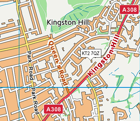 KT2 7QZ map - OS VectorMap District (Ordnance Survey)