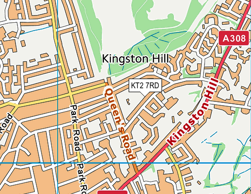 KT2 7RD map - OS VectorMap District (Ordnance Survey)