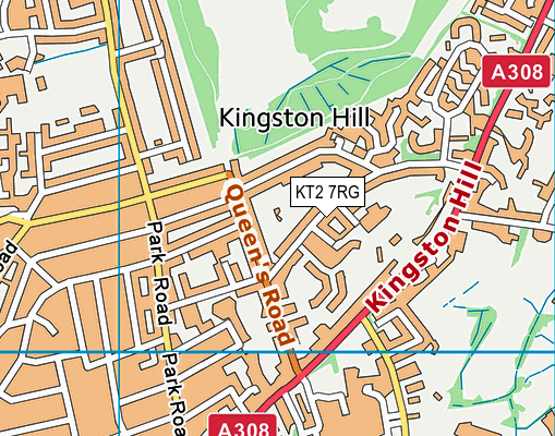 KT2 7RG map - OS VectorMap District (Ordnance Survey)