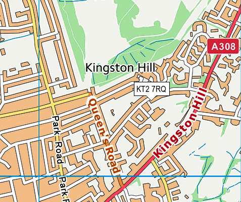 KT2 7RQ map - OS VectorMap District (Ordnance Survey)