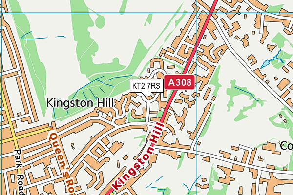 KT2 7RS map - OS VectorMap District (Ordnance Survey)