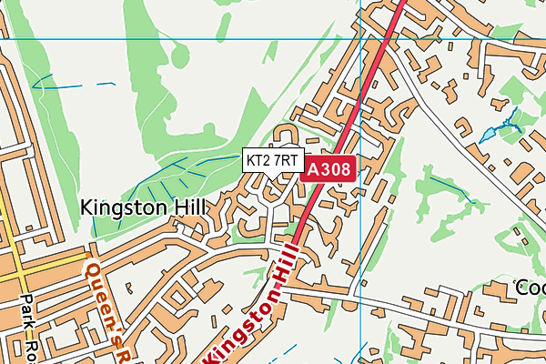 KT2 7RT map - OS VectorMap District (Ordnance Survey)