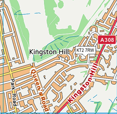 KT2 7RW map - OS VectorMap District (Ordnance Survey)