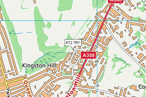 KT2 7RY map - OS VectorMap District (Ordnance Survey)