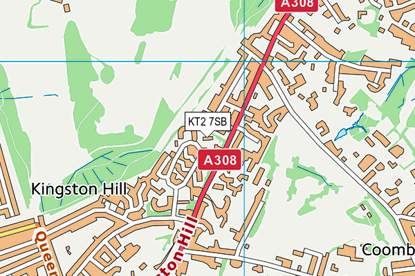 KT2 7SB map - OS VectorMap District (Ordnance Survey)