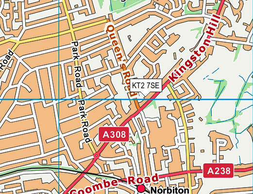 KT2 7SE map - OS VectorMap District (Ordnance Survey)