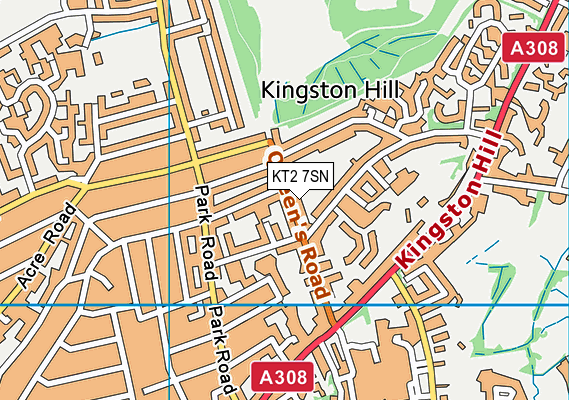 KT2 7SN map - OS VectorMap District (Ordnance Survey)