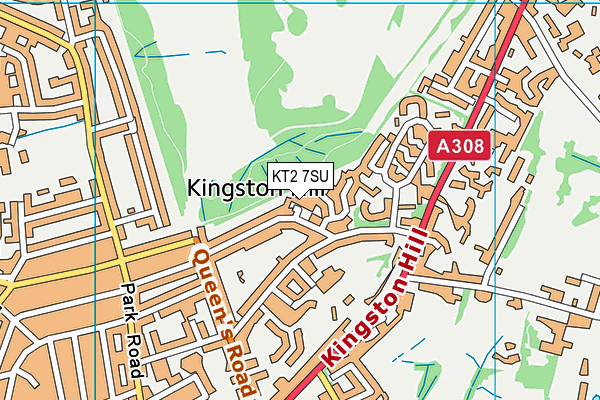 KT2 7SU map - OS VectorMap District (Ordnance Survey)