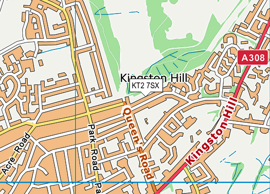 KT2 7SX map - OS VectorMap District (Ordnance Survey)